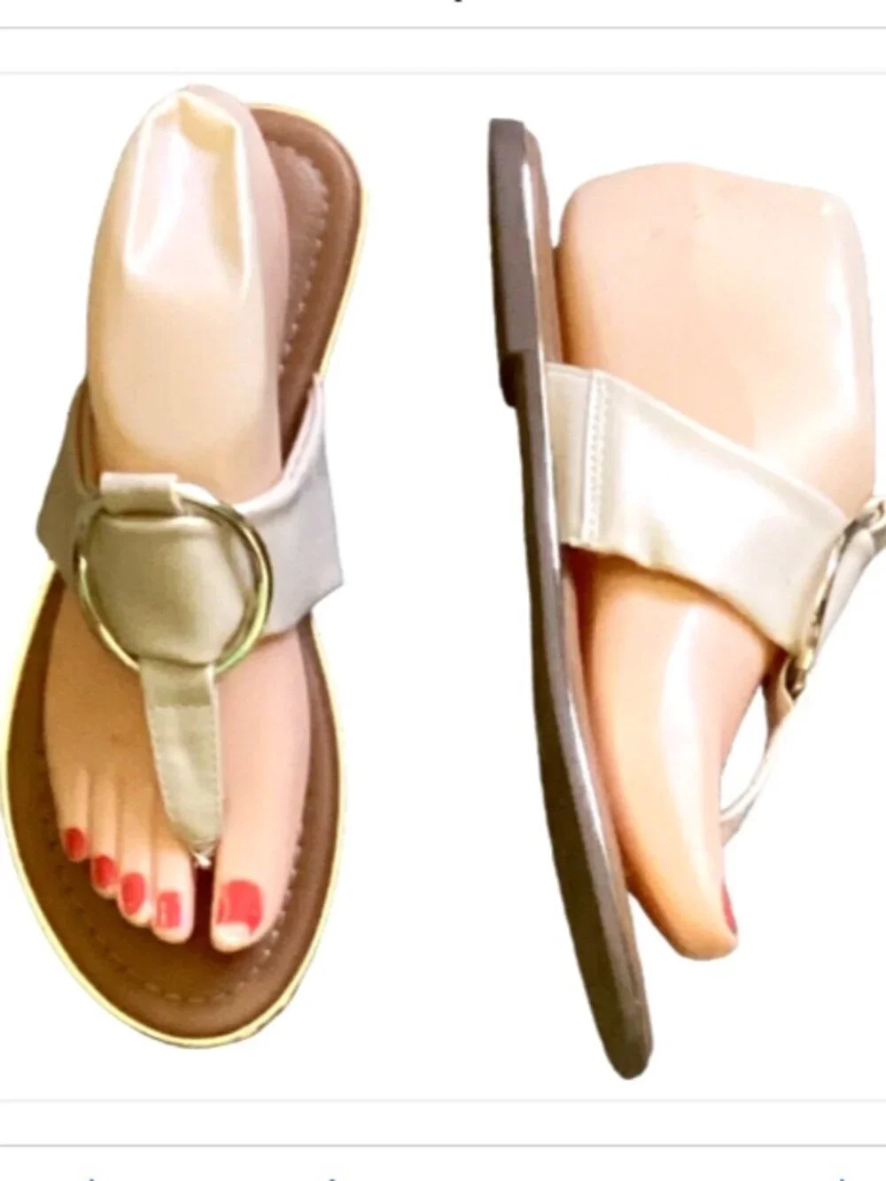 Liz Claiborne Cabella Sandal Flats T-Strap/Thong Light‎ 7 Off-White Cream 160G